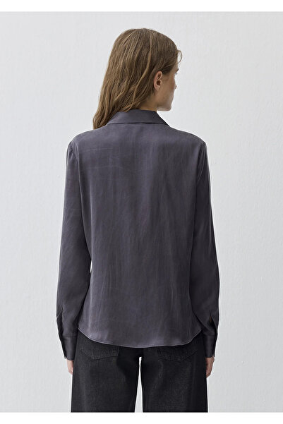 Mavi Antrasit %100 İpek Gömlek Slim Fit / Dar Kesim 1211269-70087
