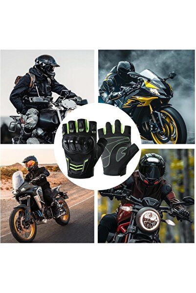 Generic Half Finger Motorcycle Gloves, Cycling Protective Gloves with Adjustable Velcro Straps