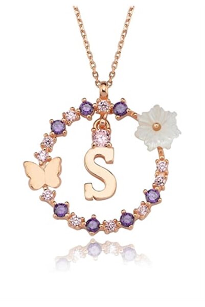 EYLORAA 925 Ayar Kadın Rose Gümüş S Harfi Kolye – Manolya Çiçeği Bahar Rüyası...