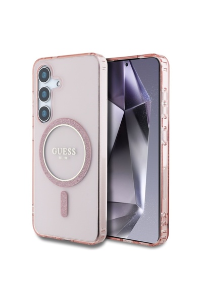 Guess Θήκη για Samsung Galaxy S25 IML Glitter Circle MagSafe - Ροζ