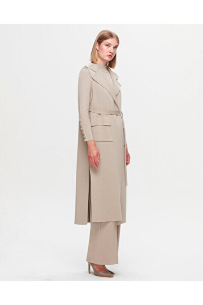 Genel Markalar T25K-1012 Temiz Kesim Triko Yelek 8YR71-STONE