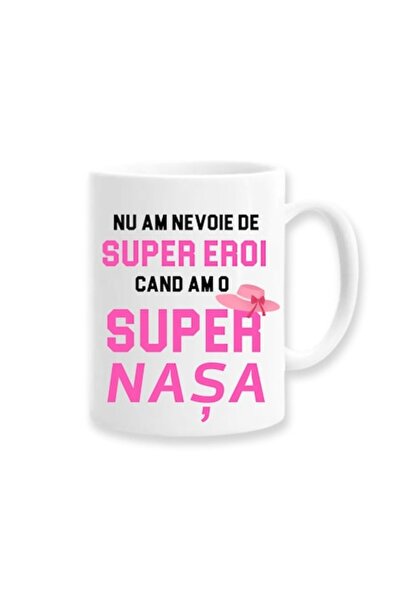 OEM Cană personalizată cu mesajul „Super Nasa”, Betaprint, model roz, albă, 3...