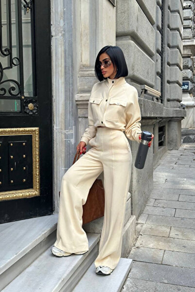 Love Fab Double Pocket Snap Fastener Reverse Stitching Pants Tracksuit Set