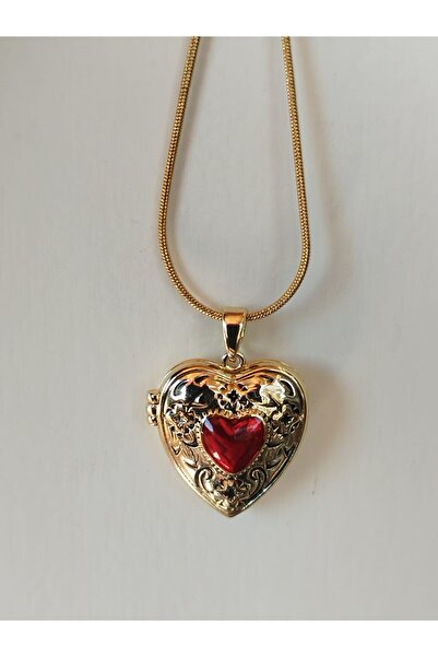 Acousticworld Kalp İçi Açılan Kapaklı Kolye Aksesuar Şık Takı Hediyelik