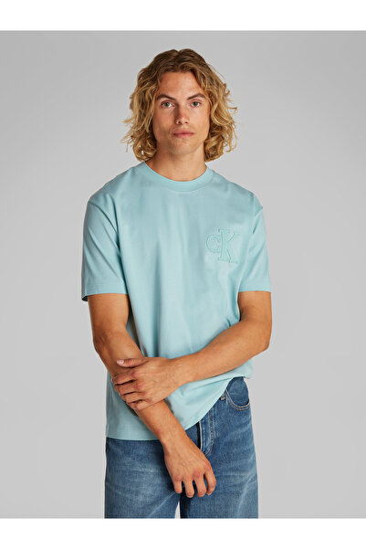 Calvin Klein Men Fresh Mint Applique Crew Neck T-Shirt