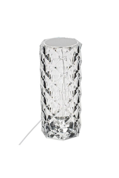 Lumi LUXURY Smart table lamp made of transparent embossed plastic with USB function and touch 9x21.5 cm