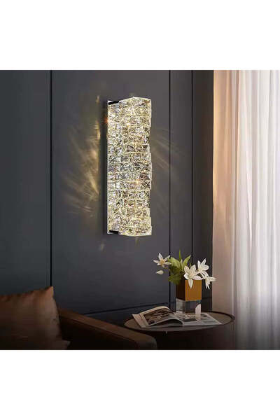 RFAN Lampă de perete LED, model B6620, textură cristalină, 3 tipuri de lumină, 20W, argintiu