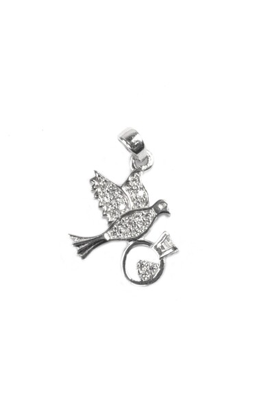 Bibilel Μενταγιόν Dove με δαχτυλίδι, ασήμι 925, 2 x 1 εκ.