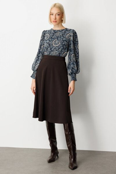 Ekol Μίντι φούστα με ελαστική μέση και βολάν 2023-26k