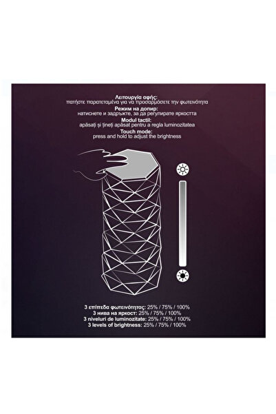 Lumi LUXURY Smart table lamp made of transparent embossed plastic with USB function and touch 9x21.5 cm