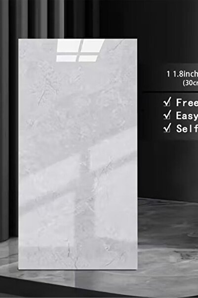 Bien Home 10 Adet, 30x60cm Lüx Açık Gri Kendinden Yapışkanlı Antrasit Pvc Döşemesi Köpük Panel Fayans