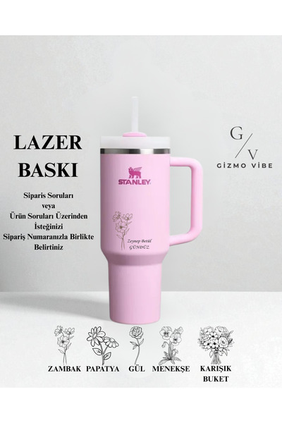 Stanley Kişiselleştirilebilir Quencher Pipetli Termos 1,18 L Pembe Özel Tasarım/ İsimli