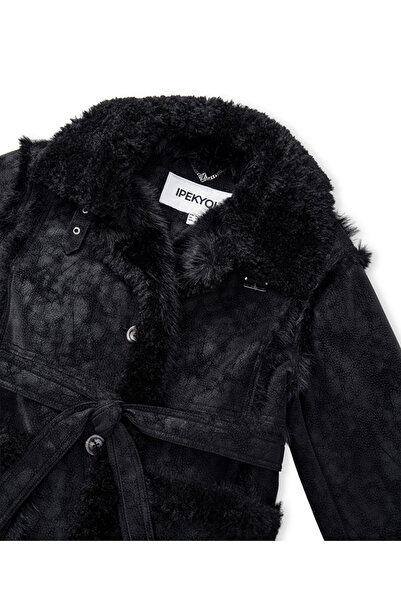 İpekyol Faux Fur Mix Belted Coat
