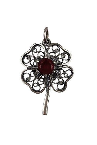 Bibilel Μενταγιόν Ασήμι 925, Τριφύλλι Φιλιγκράν με Ζιργκόν