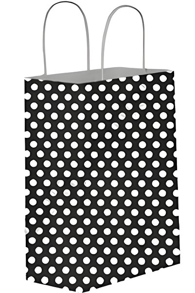 V&T Kurumsal SİYAH PUANTİYELİ Kraft Çanta 18x8x24 ( 25 Adet )