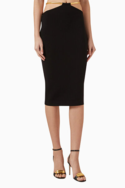 Elisabetta Franchi Jewel Snake, Knitwear, Chain Detailed Sparkling Midi Skirt