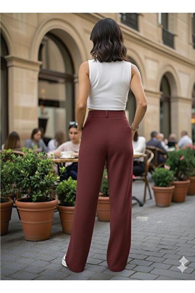 La Querta Siyah Cırtlı Palazzo Yüksek Bel ayarlanabilir Bel Bol Paça puqaq