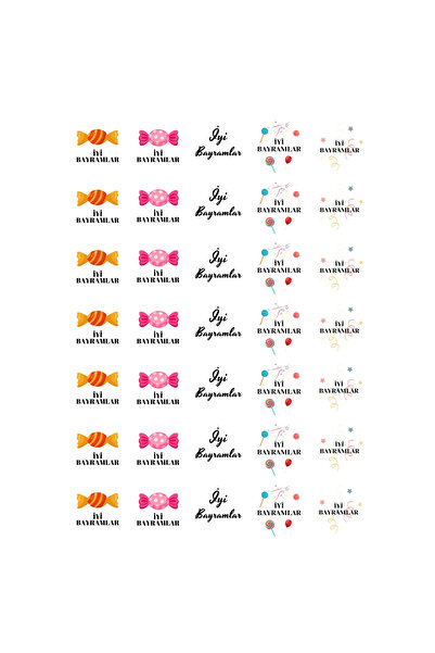 Bimotif İyi bayramlar, yazılı sticker seti, 350 adet (10 sayfa)