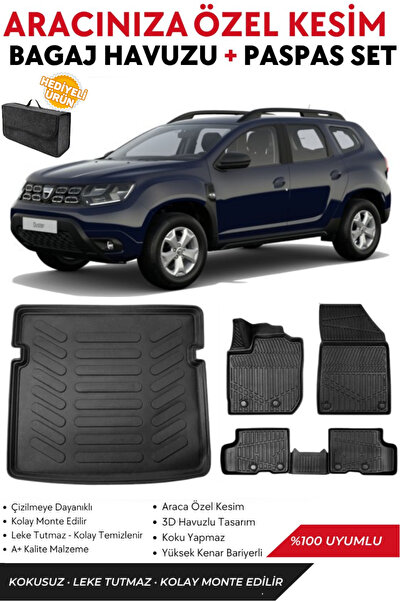 ko kaliteoto Dacia Duster 4X4 2018-2019-2020-2021-2022 Model Bagaj Havuzu+Pas...