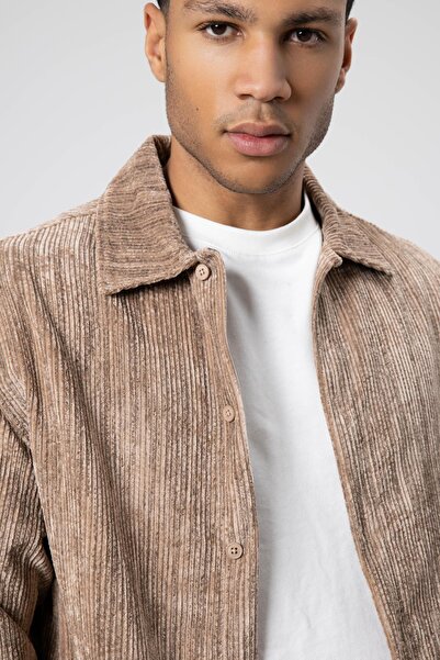 VAMOSCLO Oversize Textured Shirt Mink