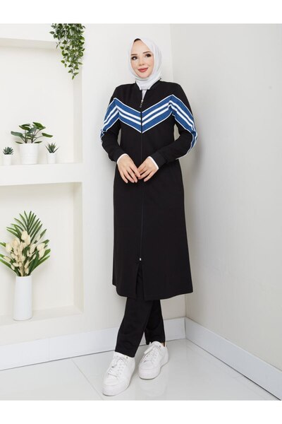 moda4b Women's 2-Piece Sportswear Set – Two Thread Fabric N-05467 _ Black