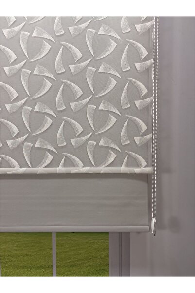 donatti perde NOVA Serisi – Üç Yaprak Desenli Çift Mekanizmalı Beyaz Tül Açık...