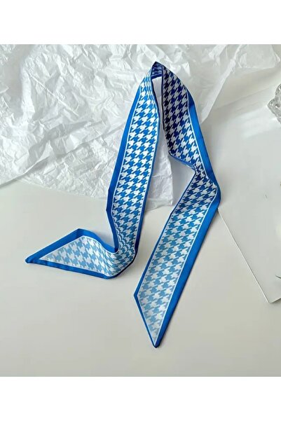 TREND Blue Turquoise Gradient Houndstooth Pattern Tie Model Scarf - New Season Accessory