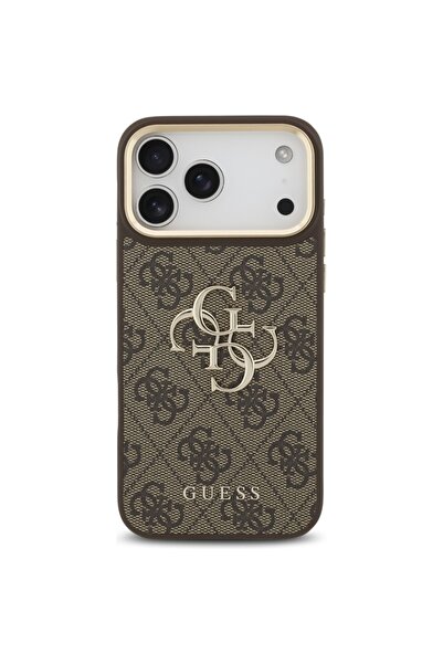 Guess Θήκη για iPhone 17 Pro Max, Σιλικόνη 4G με Μεγάλο Μεταλλικό Λογότυπο, Λεπτή Προστασία, Καφέ
