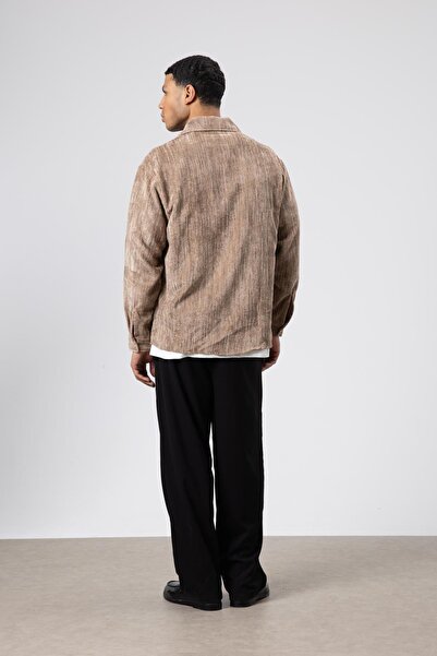VAMOSCLO Oversize Textured Shirt Mink