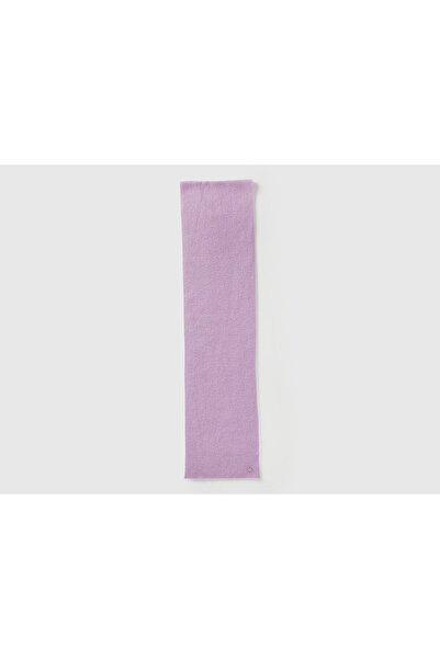 Benetton Children's Lilac Wool and Viscose Blend Logo Embroidered Scarf