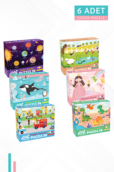 Neverland 6 FARKLI 36 PARÇA ÇOCUK PUZZLE