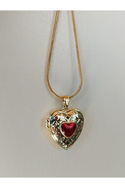 Acousticworld Kalp İçi Açılan Kapaklı Kolye Aksesuar Şık Takı Hediyelik
