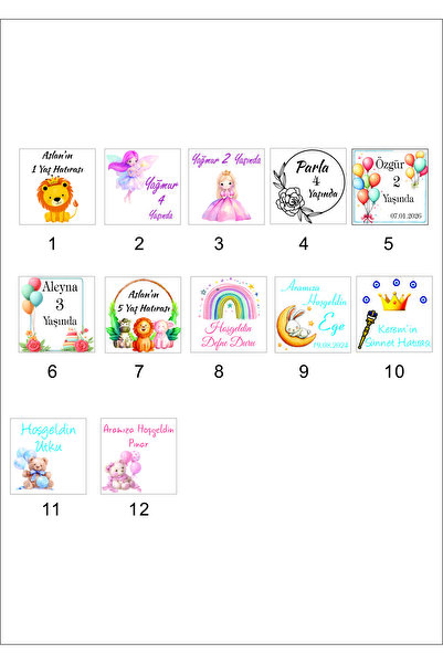 Pleksibu Kişiye Özel Kesilmiş Hazır Bebek Çikolata Etiketleri *3,6X3,6 CM * M...