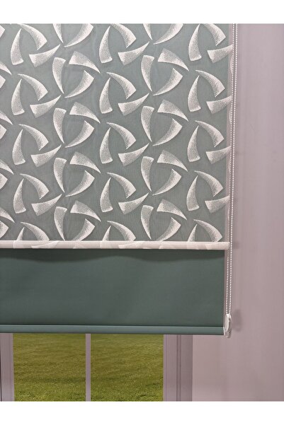 donatti perde NOVA Serisi – Üç Yaprak Desenli Çift Mekanizmalı Beyaz Tül Petr...