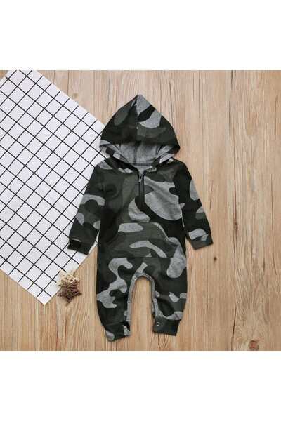 OEM ARMY baby hooded jumpsuit