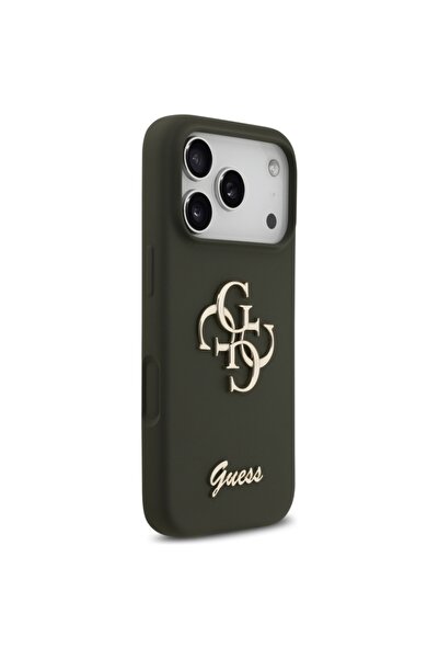 Guess Θήκη για iPhone 17 Pro Max, Σιλικόνη Big 4G Script, Λεπτή Προστασία, Χακί