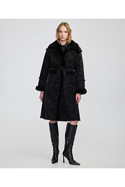 İpekyol Faux Fur Mix Belted Coat