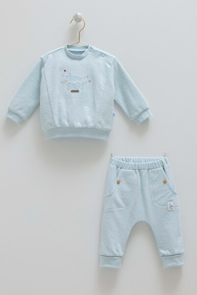 Caramell طقم علوي وسفلي بتفاصيل أزرار من كولور وورلد، لون أزرق