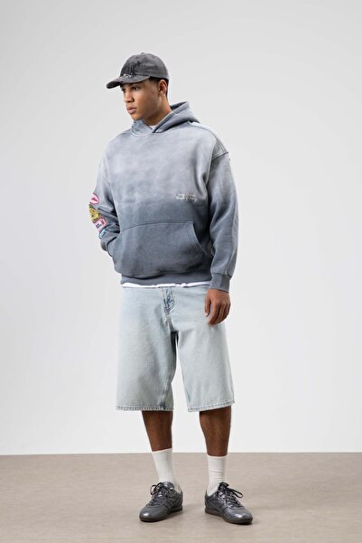 VAMOSCLO oversized με τύπωμα με κουκούλα Φούτερ Γκρι