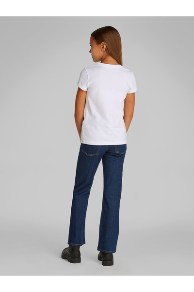 Calvin Klein Girls Bright White Small Flower Short Sleeve T-Shirt