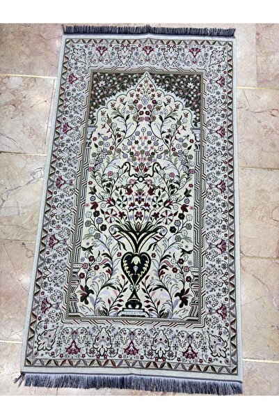 GÜRLEK TEKSTİL Floral Ravza Patterned Chenille Prayer Rug
