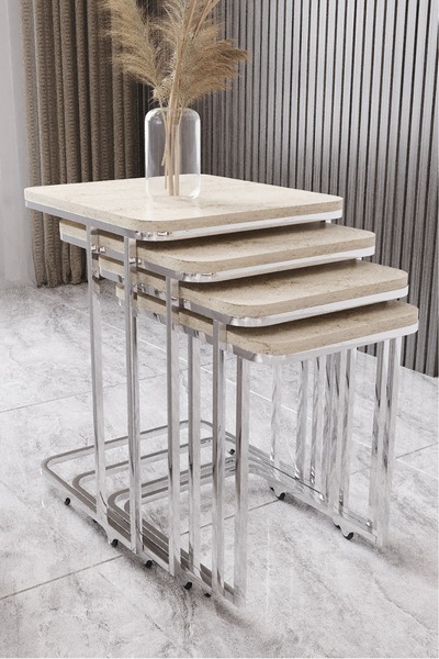 Avenza living 4,lü Metal Zigon Sehpa NİKELAJ AYAK