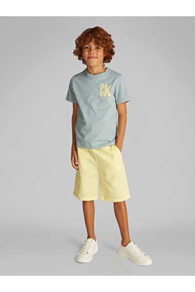 Calvin Klein Boys Green Surf Monogram Printed Short Sleeves T-Shirt