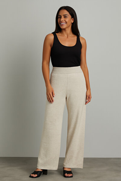 BLESSİNGTR Wide-Leg Women's Tricot Pants with Elastic Waist