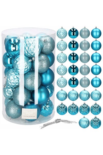 SERSIMO Christmas bauble set, 30 pieces, 6 models, 8cm, blue