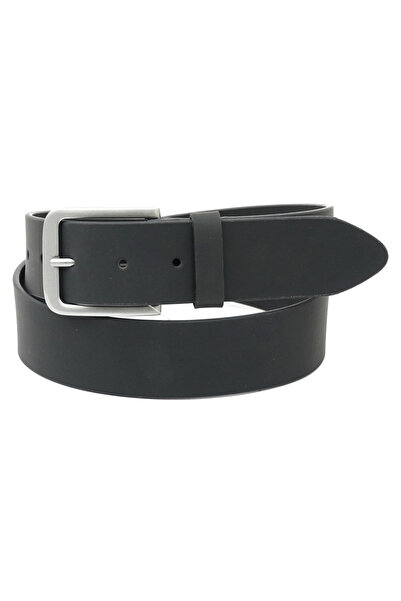 OEM Men's genuine leather belt, Black 3.5 cm wide