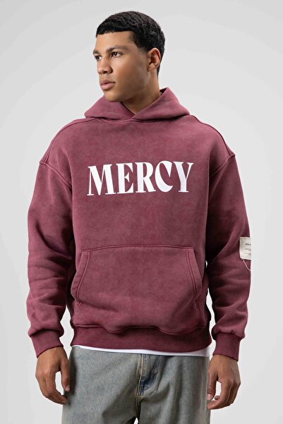 VAMOSCLO Card Detailed Washable Oversize Sweatshirt Burgundy