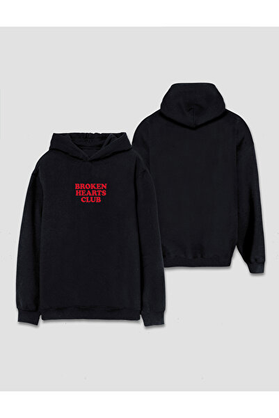 Darkia Broken Hearts Club Written Y2K Back Printed Hooded Sweat Hoodie