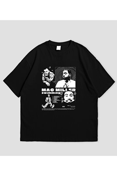 SVART WEAR تي شيرت كبير الحجم مطبوع عليه ماك ميلر