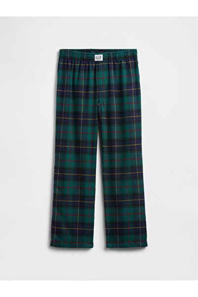 GAP Erkek Çocuk Koyu Yeşil 100% Geri Dönüştürülmüş Flannel Pijama Altı